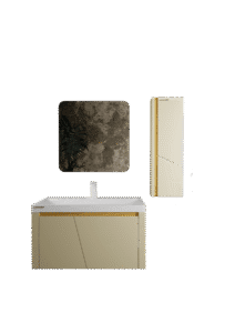 روشویی لاکچری کرم طلایی با سنگ مصنوعی